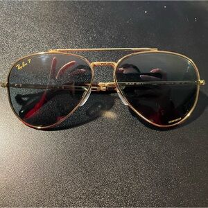 Men’s Ray Ban Aviators (Polarized & Chromance) - black lens, gold frames